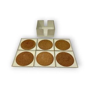 MCM Georges Briard Square Cream Gold Lacquer Ware Set of 6 Coasters Holder Japan